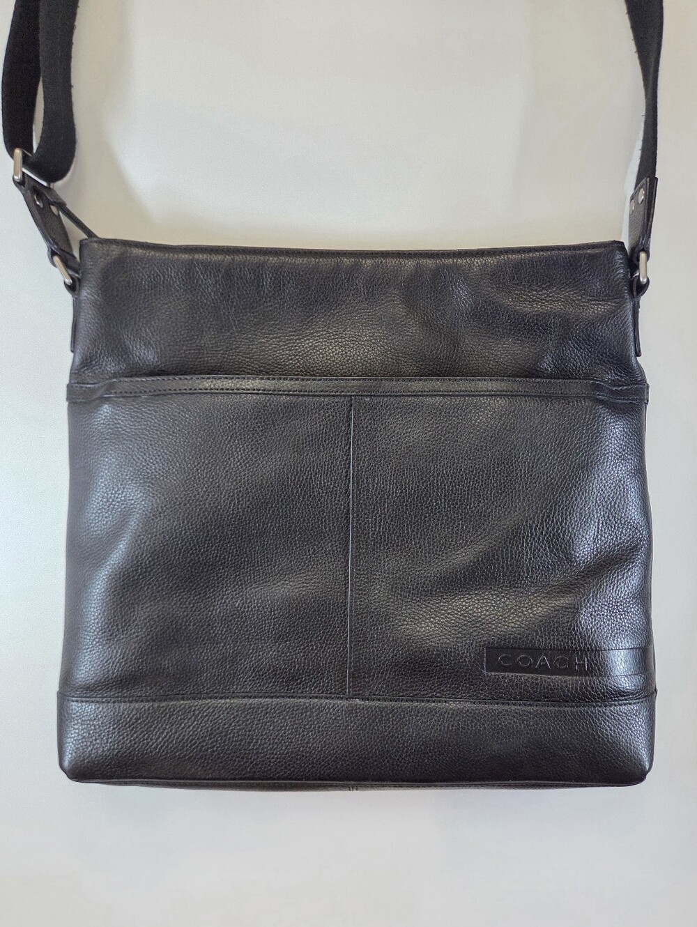 Vintage ​Coach Camden Black Leather Flight Map Crossbody Bag Purse F70457 Unisex - Picture 6 of 15